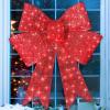 imageBest Choice Products 48in PreLit XL Christmas Bow Decoration Large Outdoor LED Holiday Yard Dcor w 200 Lights 8 Light Functions Timer HookRed