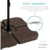 imageBest Choice Products 4Piece 155lb Capacity HeavyDuty Cantilever Offset Patio Umbrella Stand Square Base Plate Set wEasyFill Spouts for Water or Sand  BlackBrown