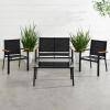 imageBest Choice Products 4Piece Outdoor Textilene Patio Conversation Set Backyard Furniture wLoveseat Coffee Table Steel Frame  TaupeCharcoalBlackBlack