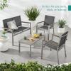 imageBest Choice Products 4Piece Outdoor Textilene Patio Conversation Set Backyard Furniture wLoveseat Coffee Table Steel Frame  TaupeCharcoalTaupeCharcoal