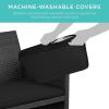 imageBest Choice Products 4Piece Outdoor Wicker Patio Conversation Furniture Set for Backyard wCoffee Table Seat Cushions  BrownMidnight GreenBlackBlack