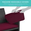 imageBest Choice Products 4Piece Outdoor Wicker Patio Conversation Furniture Set for Backyard wCoffee Table Seat Cushions  BrownMidnight GreenBlackDeep Burgundy