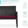 imageBest Choice Products 4Piece Outdoor Wicker Patio Conversation Furniture Set for Backyard wCoffee Table Seat Cushions  BrownMidnight GreenBlackDeep Burgundy