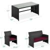 imageBest Choice Products 4Piece Outdoor Wicker Patio Conversation Furniture Set for Backyard wCoffee Table Seat Cushions  BrownMidnight GreenBlackDeep Burgundy