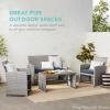 imageBest Choice Products 4Piece Outdoor Wicker Patio Conversation Furniture Set for Backyard wCoffee Table Seat Cushions  BrownMidnight GreenBlackDeep Burgundy