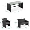 imageBest Choice Products 4Piece Outdoor Wicker Patio Conversation Furniture Set for Backyard wCoffee Table Seat Cushions  BrownMidnight GreenBlackGray