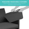 imageBest Choice Products 4Piece Outdoor Wicker Patio Conversation Furniture Set for Backyard wCoffee Table Seat Cushions  BrownMidnight GreenBlackGray