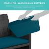 imageBest Choice Products 4Piece Outdoor Wicker Patio Conversation Furniture Set for Backyard wCoffee Table Seat Cushions  BrownMidnight GreenBlackPeacock