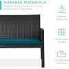 imageBest Choice Products 4Piece Outdoor Wicker Patio Conversation Furniture Set for Backyard wCoffee Table Seat Cushions  BrownMidnight GreenBlackPeacock