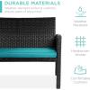 imageBest Choice Products 4Piece Outdoor Wicker Patio Conversation Furniture Set for Backyard wCoffee Table Seat Cushions  BrownMidnight GreenBlackTeal