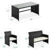imageBest Choice Products 4Piece Outdoor Wicker Patio Conversation Furniture Set for Backyard wCoffee Table Seat Cushions  BrownMidnight GreenBlackWhite Sand