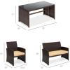 imageBest Choice Products 4Piece Outdoor Wicker Patio Conversation Furniture Set for Backyard wCoffee Table Seat Cushions  BrownMidnight GreenBrownBeige