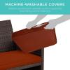 imageBest Choice Products 4Piece Outdoor Wicker Patio Conversation Furniture Set for Backyard wCoffee Table Seat Cushions  BrownMidnight GreenBrownDark Rust