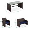 imageBest Choice Products 4Piece Outdoor Wicker Patio Conversation Furniture Set for Backyard wCoffee Table Seat Cushions  BrownMidnight GreenBrownNavy