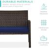 imageBest Choice Products 4Piece Outdoor Wicker Patio Conversation Furniture Set for Backyard wCoffee Table Seat Cushions  BrownMidnight GreenBrownNavy