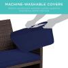 imageBest Choice Products 4Piece Outdoor Wicker Patio Conversation Furniture Set for Backyard wCoffee Table Seat Cushions  BrownMidnight GreenBrownNavy