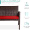 imageBest Choice Products 4Piece Outdoor Wicker Patio Conversation Furniture Set for Backyard wCoffee Table Seat Cushions  BrownMidnight GreenBrownRed