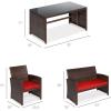 imageBest Choice Products 4Piece Outdoor Wicker Patio Conversation Furniture Set for Backyard wCoffee Table Seat Cushions  BrownMidnight GreenBrownRed