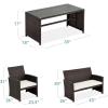 imageBest Choice Products 4Piece Outdoor Wicker Patio Conversation Furniture Set for Backyard wCoffee Table Seat Cushions  BrownMidnight GreenBrownWhite Sand