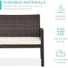 imageBest Choice Products 4Piece Outdoor Wicker Patio Conversation Furniture Set for Backyard wCoffee Table Seat Cushions  BrownMidnight GreenBrownWhite Sand
