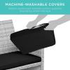 imageBest Choice Products 4Piece Outdoor Wicker Patio Conversation Furniture Set for Backyard wCoffee Table Seat Cushions  BrownMidnight GreenGrayBlack
