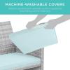 imageBest Choice Products 4Piece Outdoor Wicker Patio Conversation Furniture Set for Backyard wCoffee Table Seat Cushions  BrownMidnight GreenGrayPastel Blue