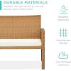 imageBest Choice Products 4Piece Outdoor Wicker Patio Conversation Furniture Set for Backyard wCoffee Table Seat Cushions  BrownMidnight GreenNaturalIvory