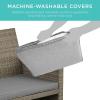 imageBest Choice Products 4Piece Outdoor Wicker Patio Conversation Furniture Set for Backyard wCoffee Table Seat Cushions  BrownMidnight GreenTaupeCement Gray