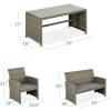 imageBest Choice Products 4Piece Outdoor Wicker Patio Conversation Furniture Set for Backyard wCoffee Table Seat Cushions  BrownMidnight GreenTaupeCement Gray