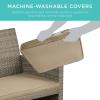 imageBest Choice Products 4Piece Outdoor Wicker Patio Conversation Furniture Set for Backyard wCoffee Table Seat Cushions  BrownMidnight GreenTaupeDesert