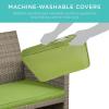 imageBest Choice Products 4Piece Outdoor Wicker Patio Conversation Furniture Set for Backyard wCoffee Table Seat Cushions  BrownMidnight GreenTaupePistachio