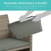 imageBest Choice Products 4Piece Outdoor Wicker Patio Conversation Furniture Set for Backyard wCoffee Table Seat Cushions  BrownMidnight GreenTaupeSlate Green