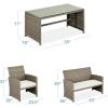 imageBest Choice Products 4Piece Outdoor Wicker Patio Conversation Furniture Set for Backyard wCoffee Table Seat Cushions  BrownMidnight GreenTaupeWhite Sand