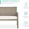 imageBest Choice Products 4Piece Outdoor Wicker Patio Conversation Furniture Set for Backyard wCoffee Table Seat Cushions  BrownMidnight GreenTaupeWhite Sand