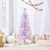 imageBest Choice Products 4ft Prelit Christmas Tree Artificial Mini Tree Perfect for Kids Apartments Bedroom with Twinkling LED Lights  LavenderLavender