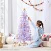 imageBest Choice Products 4ft Prelit Christmas Tree Artificial Mini Tree Perfect for Kids Apartments Bedroom with Twinkling LED Lights  LavenderSilver