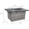 imageBest Choice Products 52in 50000 BTU Outdoor Wicker Patio Propane Gas Fire Pit Table wAluminum Tabletop Glass Wind Guard Clear Glass Rocks Cover Slide Out Tank Holder and Lid  GrayGray
