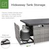 imageBest Choice Products 52in 50000 BTU Outdoor Wicker Patio Propane Gas Fire Pit Table wAluminum Tabletop Glass Wind Guard Clear Glass Rocks Cover Slide Out Tank Holder and Lid  GrayGray