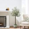 imageBest Choice Products 5Ft Artificial Olive Tree Lifelike Faux Tree wPlanter Pot Indoor Home Office Accent Decor Realistic Trunk Fruit Fake Plant5ft