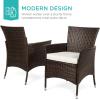 imageBest Choice Products 5Piece Indoor Outdoor Wicker Dining Set Furniture for Patio Backyard wSquare Glass Tabletop Umbrella Cutout 4 Chairs  CreamCream