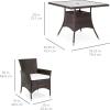 imageBest Choice Products 5Piece Indoor Outdoor Wicker Dining Set Furniture for Patio Backyard wSquare Glass Tabletop Umbrella Cutout 4 Chairs  CreamCream