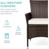 imageBest Choice Products 5Piece Indoor Outdoor Wicker Dining Set Furniture for Patio Backyard wSquare Glass Tabletop Umbrella Cutout 4 Chairs  CreamCream