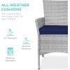 imageBest Choice Products 5Piece Indoor Outdoor Wicker Dining Set Furniture for Patio Backyard wSquare Glass Tabletop Umbrella Cutout 4 Chairs  CreamNavy