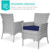 imageBest Choice Products 5Piece Indoor Outdoor Wicker Dining Set Furniture for Patio Backyard wSquare Glass Tabletop Umbrella Cutout 4 Chairs  CreamNavy
