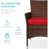imageBest Choice Products 5Piece Indoor Outdoor Wicker Dining Set Furniture for Patio Backyard wSquare Glass Tabletop Umbrella Cutout 4 Chairs  CreamRed