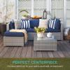 imageBest Choice Products 5Piece Modular Conversation Set Outdoor Sectional Wicker Furniture for Patio Backyard Garden w 3 Chairs Ottoman Chair 2 Pillows 6 Seat Clips Coffee Table  GrayNavy
