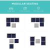 imageBest Choice Products 5Piece Modular Conversation Set Outdoor Sectional Wicker Furniture for Patio Backyard Garden w 3 Chairs Ottoman Chair 2 Pillows 6 Seat Clips Coffee Table  GrayNavy