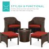 imageBest Choice Products 5Piece Outdoor Patio Furniture Set No Assembly Required Wicker Conversation Bistro ampamp Storage Table for Backyard Porch Balcony wSpaceSaving Design  BrownBeigeRed