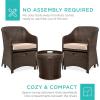 imageBest Choice Products 5Piece Outdoor Patio Furniture Set No Assembly Required Wicker Conversation Bistro ampamp Storage Table for Backyard Porch Balcony wSpaceSaving Design  BrownBeigeBrown