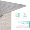 imageBest Choice Products 5Piece Outdoor Wicker Bar Table Set for Patio Poolside Backyard wBuiltin Bottle Opener Hidden Storage Shelf Metal Tabletop 4 Stools  BrownGrey